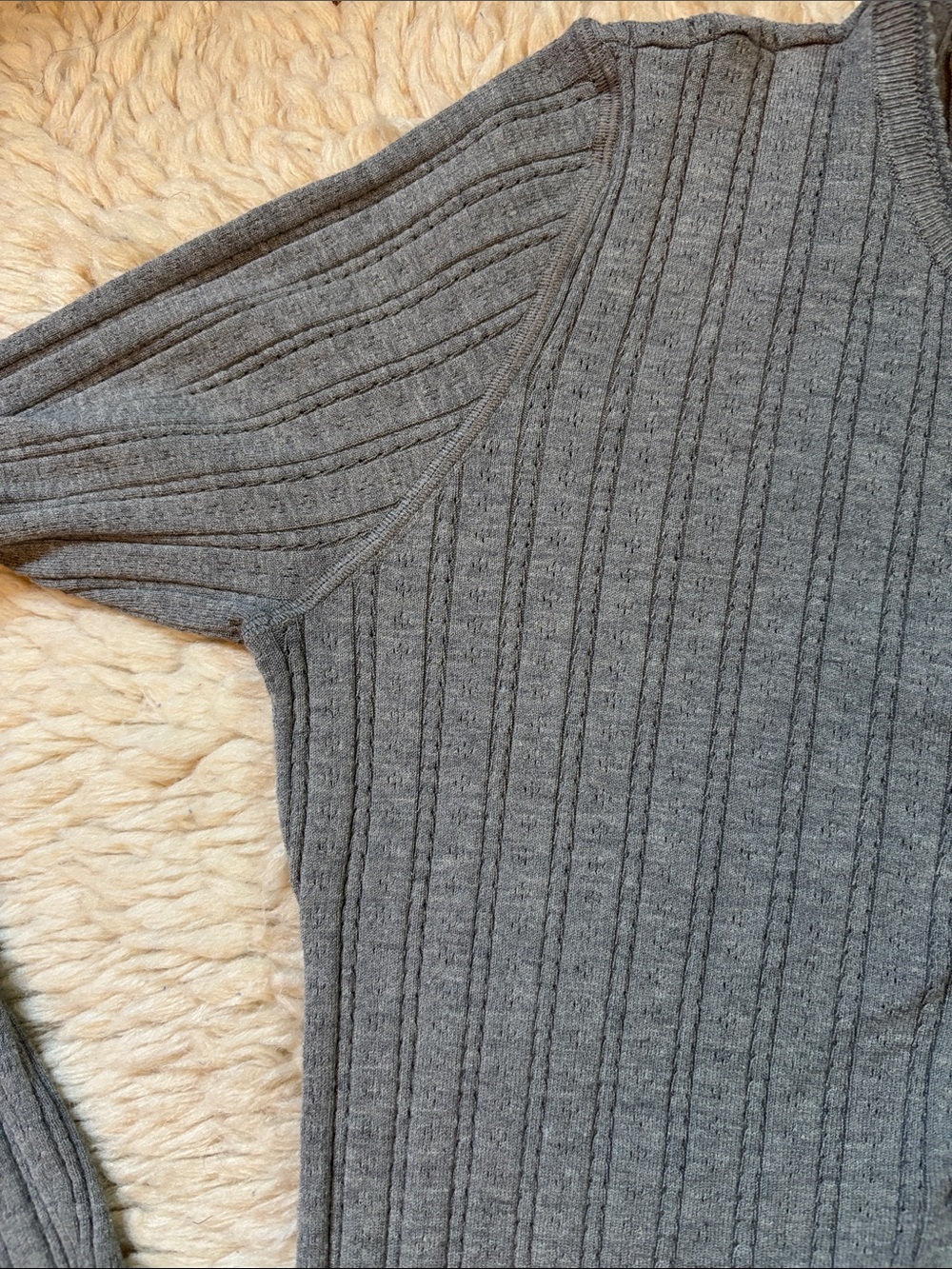 Doen Light Gray Ribbed Button-Front Top - Picture 15 of 17